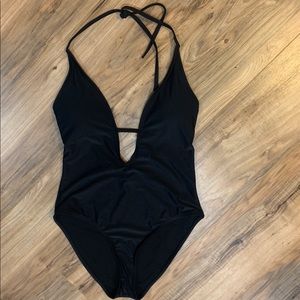 Missguided Low Neck Halter One Piece Swimsuit